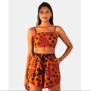 Farm Rio Strawberry Crop Top Tie Back P